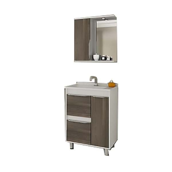 MEUBLE VIENA À POSER 65 CM AVEC VASQUE ENCASTREE ET MIROIR ARMOIRETTE