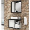 MEUBLE BLANC SUSPENDU 65 CM AVEC VASQUE A POSER ET MIROIR ARMOIRETTE