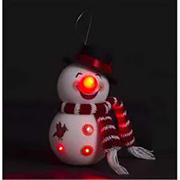 SUJET DE NOEL BONHOMME DE NEIGE NEZ ROUGE 6 LED