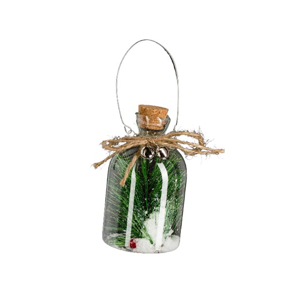 SUJET DE NOEL VERRE 10CM BOUTEILLE+BCH