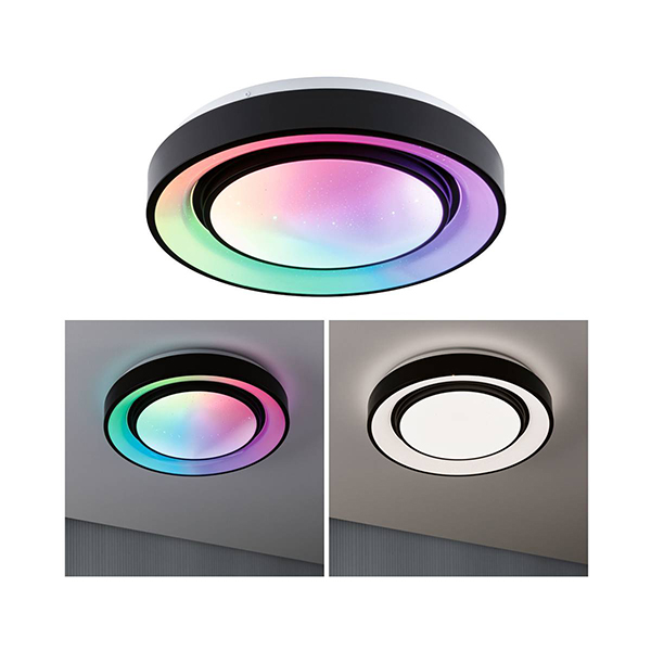APPLIQUE PLAFONNIER RAINBOW DYNAMIC RGB TUNABLE LED 22W 375MM BLANC NOIR
