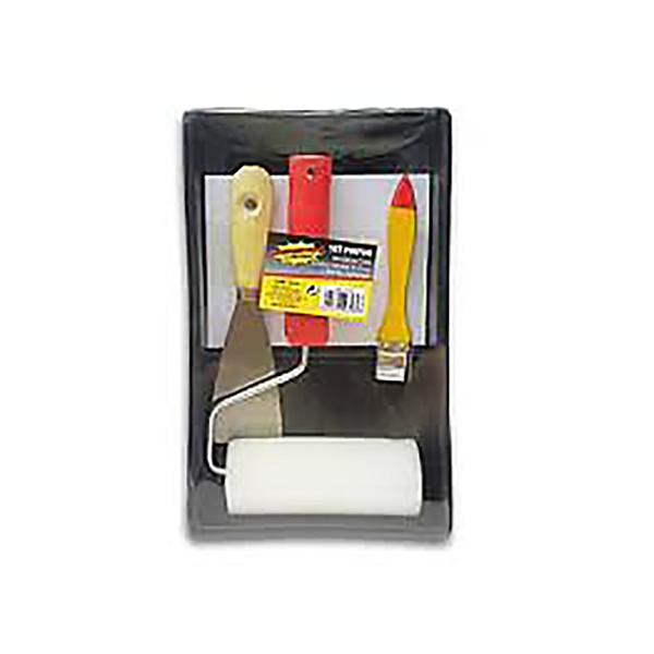 BAC A PEINDRE BAC+ROULEAU MOUSSE 12CM+PINCEAU+COUTEAU