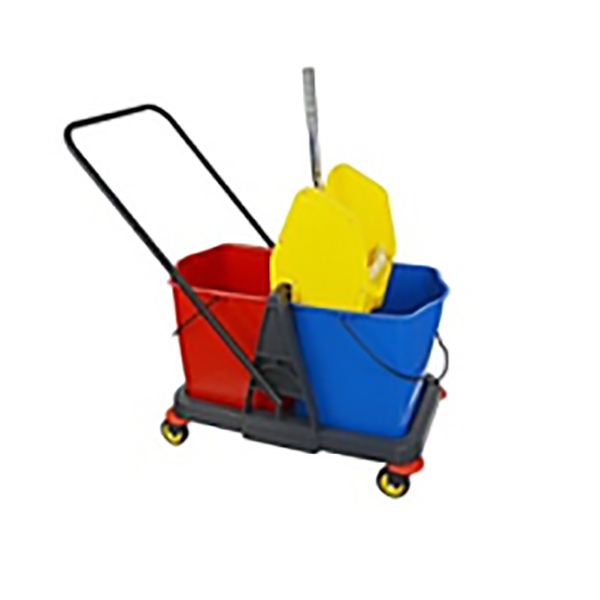 CHARIOT DE MENAGE DOUBLE BAC 60L B/R 40X27X34CM