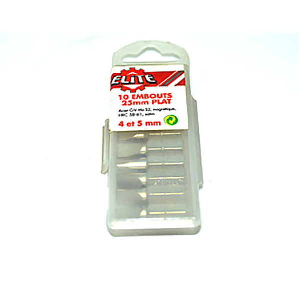 10 EMBOUTS 25MM PLAT 5*4MM + 5*5MM