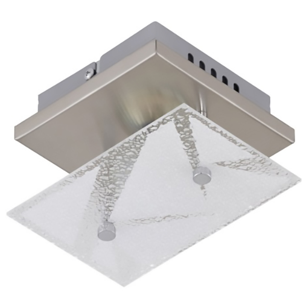 PLAFONNIER LED X 1 AMPOULE METAL VERRE NICKEL MAT INCL 1 XLED GU10 5W 400LM