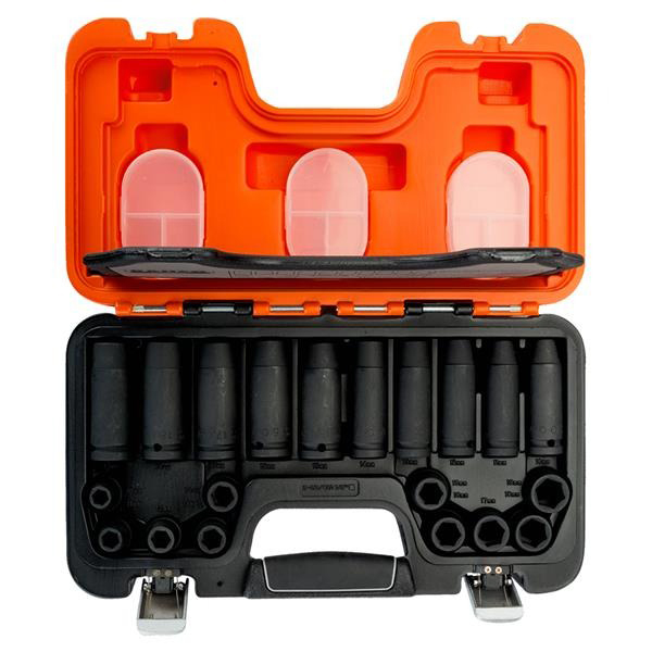 JEU MIXTE DE DOUILLES A CHOC 6 PANS 1/2", DIMENSIONS METRIQUES, ET FINITION PHOSPHATEE - 20 PCS