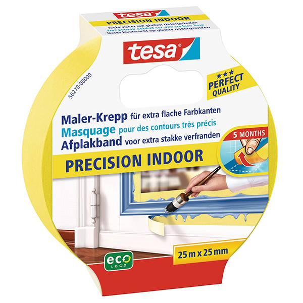 ADHESIF DE MASQUAGE POUR LA PEINTURE-PRECISION INDOOR ECOLOGO 25M:25MM JAUNE