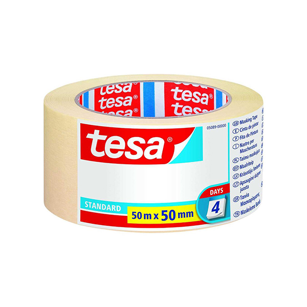 ADHESIF DE MASQUAGE POUR LA PEINTURE-MASKING STANDARD-2 JOURS SANS SOLVENT 50M:50MM BEIGE