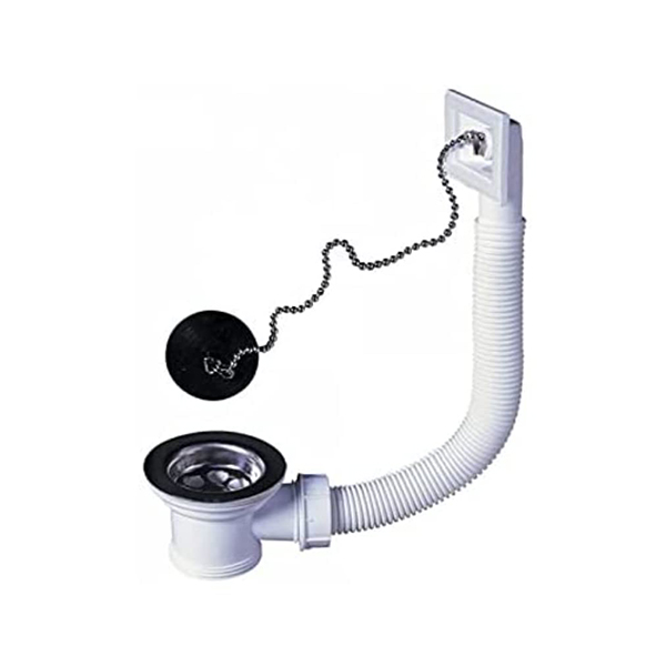 BONDE A BOUCHON POUR EVIER INOX D50 AVEC TROP PLEIN