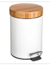 POUBELLE 3L METAL/BAMB BLANC