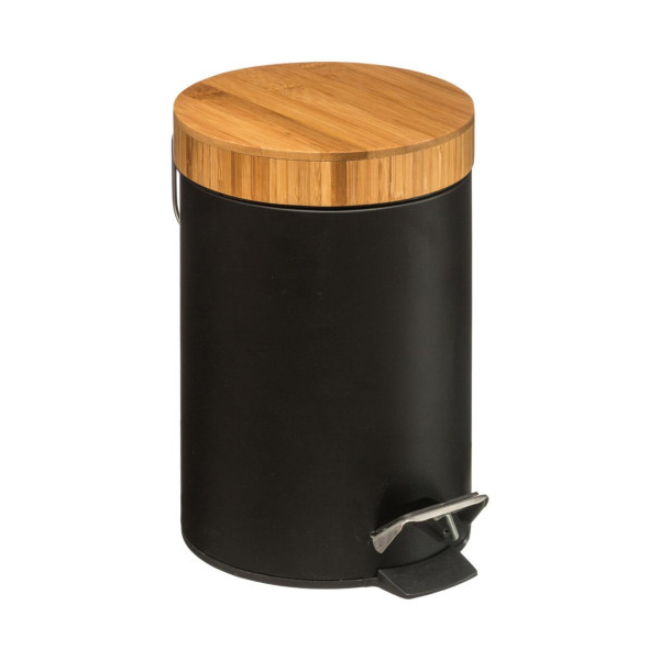 POUBELLE 3L METAL/BAMB NOIR