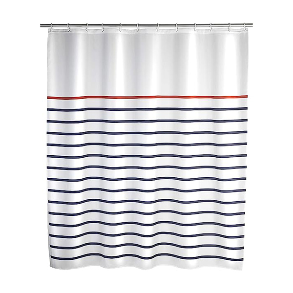 RIDEAU DE DOUCHE 180X200 MARINE BLANC POLYESTER