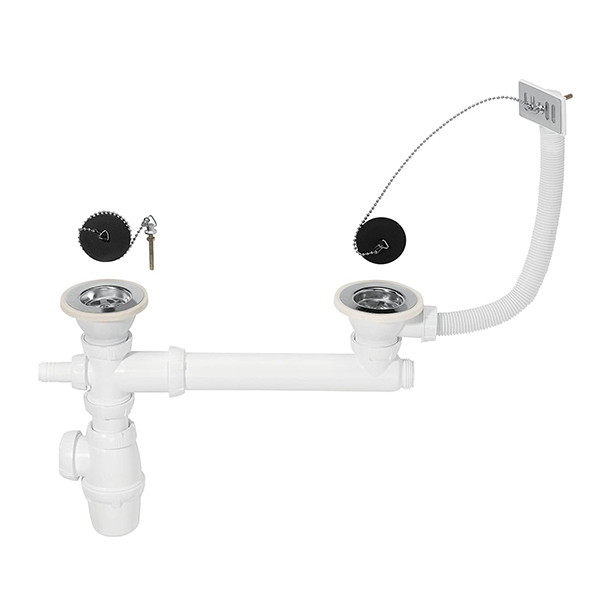 SP3229 VIDAGE EVIER 2 CUVES D60 AVEC TROP-PLEIN + SIPHON