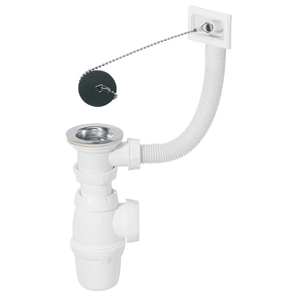 SP3234 SIPHON + BONDE AVEC TROP-PLEIN POUR EVIER INOX D50