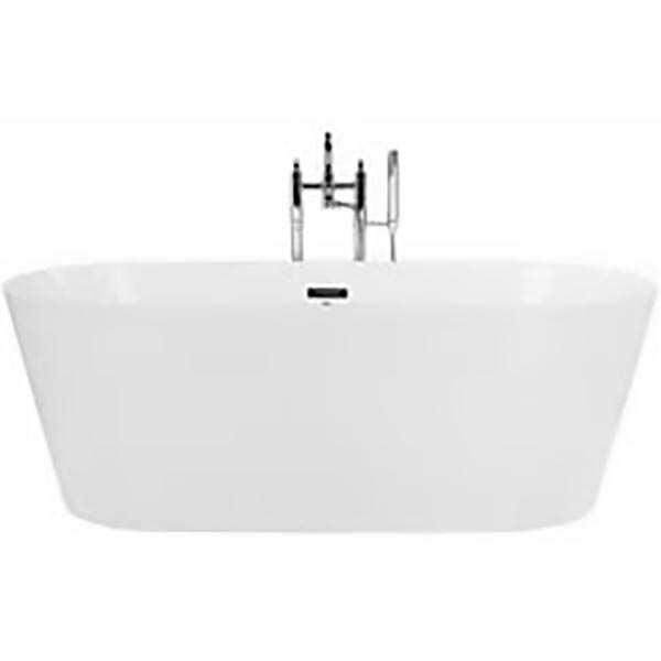 BAIGNOIRE ACRYLIQUE A POSER, ILOT OVALE BLANC 170X75X58 CM AVEC VIDANGE