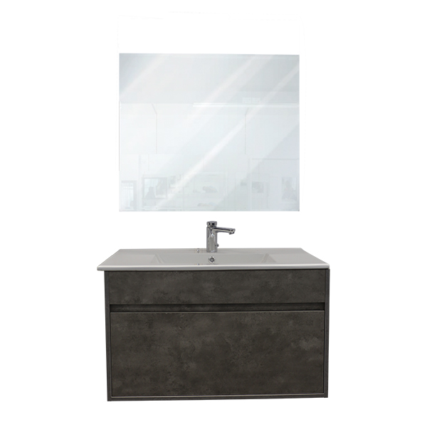 MEUBLE SDB SUSPENDU #JOYCE 800*460*500 AVEC VASQUE  A ENCASTRER ET MIROIR 800*4*600