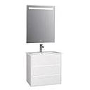 MEUBLE SDB  SUSPENDU BLANC #CAMILLE 600*460*600 AVEC VASQUE  ET MIROIR LED :600*30*800