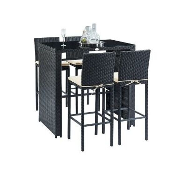 ENSEMBLE TABLE HAUTE + 4 CHAISES HAUTES
