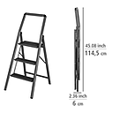 ESCABEAU PLIABLE EN ALUMINIUM COMPACT 3 MARCHES NOIR