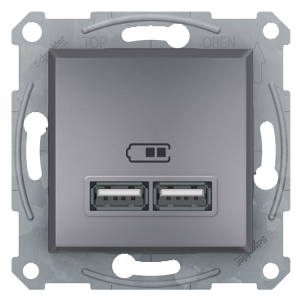 APPAREILLAGE ASFORA USB CHARGER 2,1A STEEL