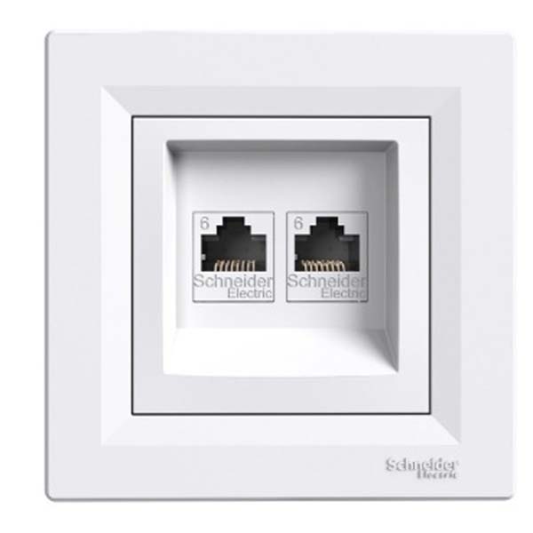 APPAREILLAGE ASFORA DOUBLE RJ45 OUTLET CAT. 6E UTP IP20 WHITE