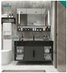 MEUBLE SALLE DE BAIN 1000x470x500 AVEC MIROIR D'ECLAIRAGE A ECRAN TACTILE LED 980x130x700 GRIS 502-14