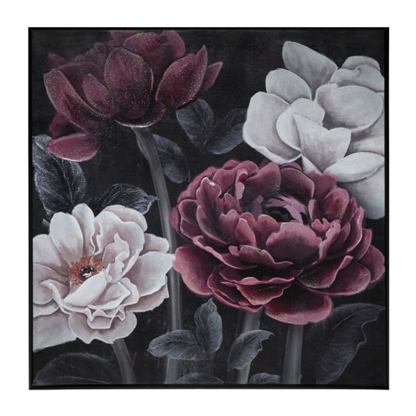 TOILE PEI/CAD FLEUR NOIR 58X58