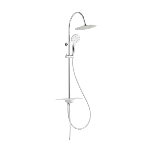 AQUASTAR SYSTEME DE DOUCHE AVEC TABLETTE CHROME-BLANC