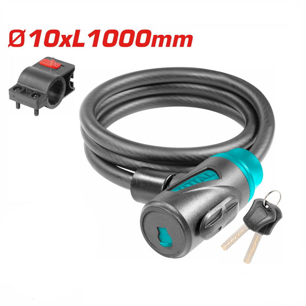 CABLE ANTIVOL VELO A CLE 10X1000MM