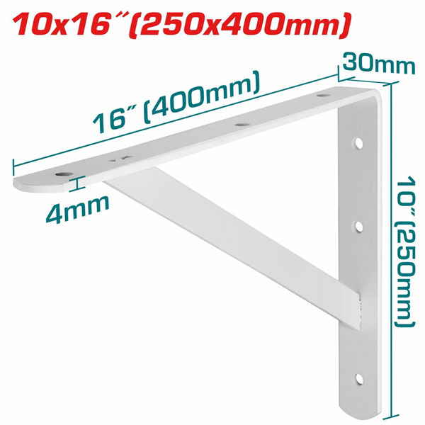 EQUERRE D'ETAGERE RENFORCEE 400X250X4MM