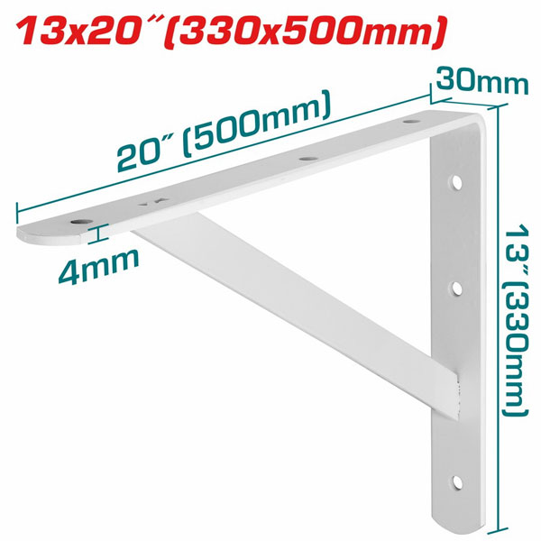 EQUERRE D'ETAGERE RENFORCEE 500X330X4MM