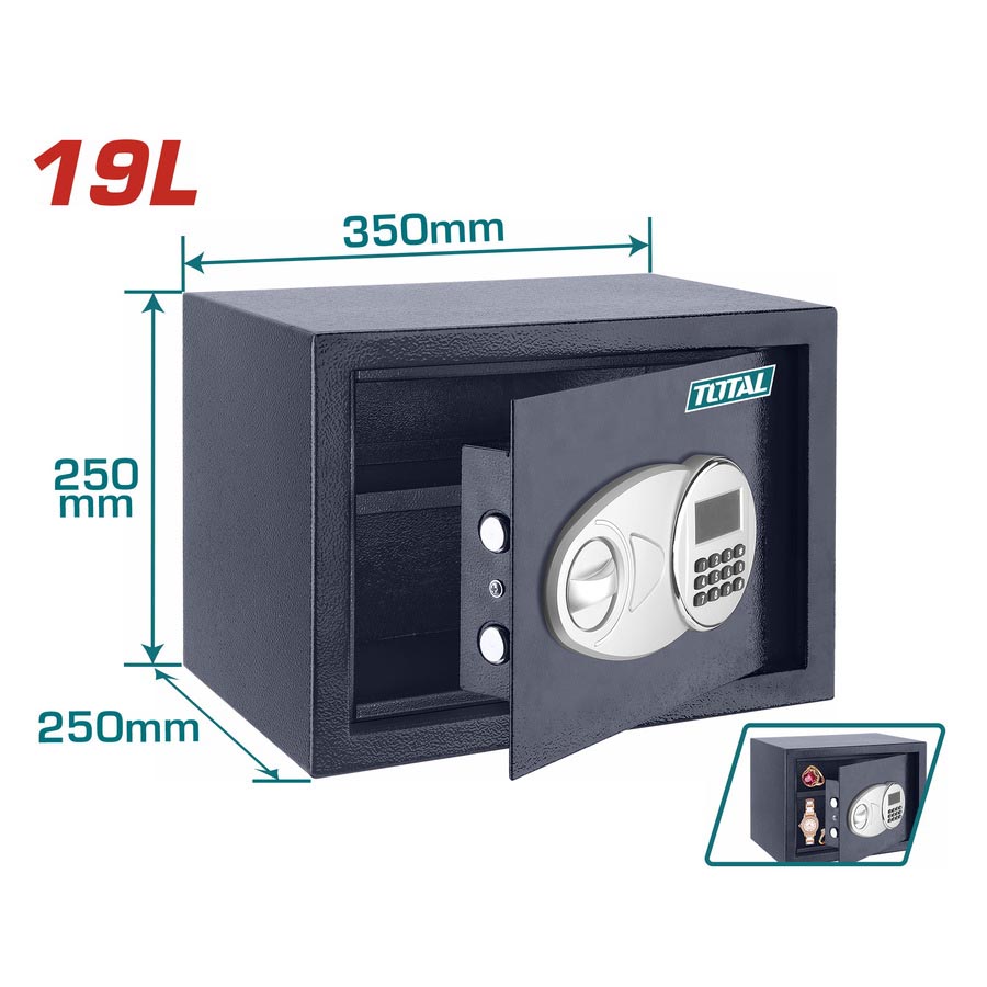 COFFRE ELECTRONIQUE A CODE 8CHIFFRES MAX. - 19L - 250X350X250MM TOTAL
