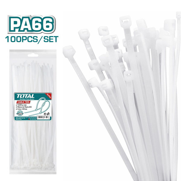 COLLIER DE SERRAGE NYLON BLANC 7.6X400MM (100PCS)