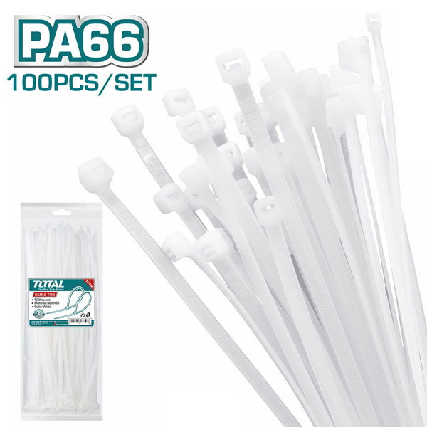 COLLIER DE SERRAGE NYLON BLANC 7.6X450MM (100PCS)