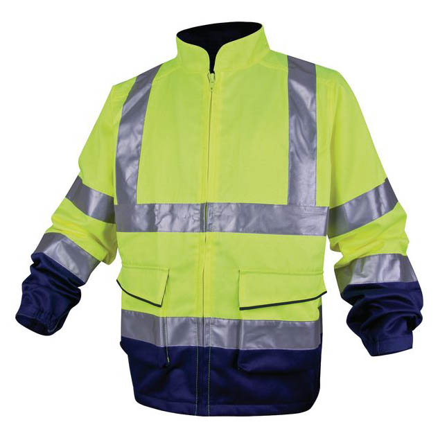 VESTE DE TRAVAIL HAUTE VISIBILITE JAUNE FLUO/BLEU TAILLE L