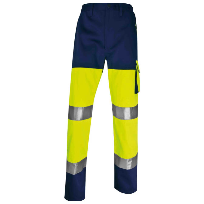 PANTALON DE TRAVAIL HAUTE VISIBILITÉ JAUNE FLUO/BLEU - TAILLE M