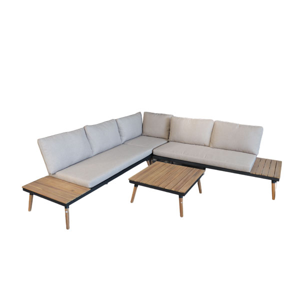 Canape dangle set de 1 table + 1 canape dangle + 2 bancs canape avec plateau en bois et coussin 10 cm