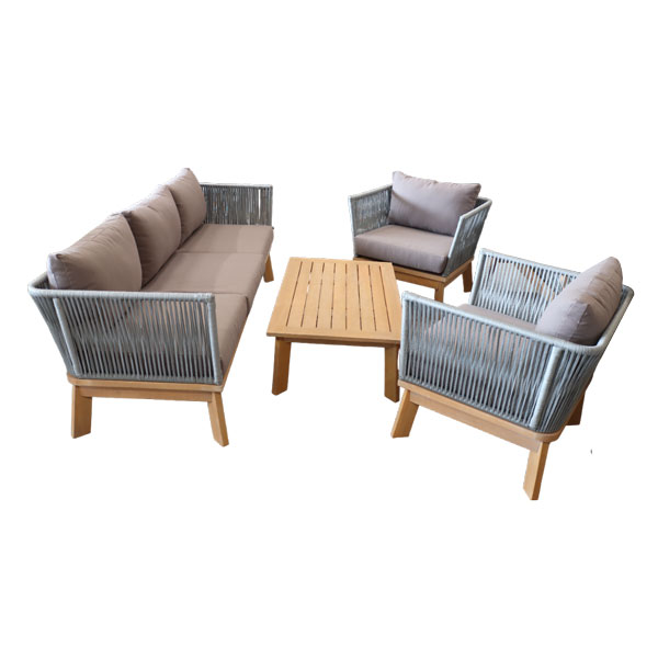 Rosario set salon 3pcs avec coussin scatteur sangle tissee + table cafe 1100x650x340mm