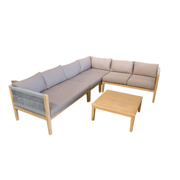 Sylvania modular set salon avec coussins et double arm droite et gauche + table cafe carre 700x700mm