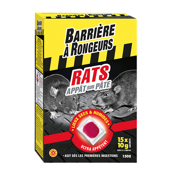Appât sur pâte foudroyant contre souris 8x10g - BAR (12/crtn)