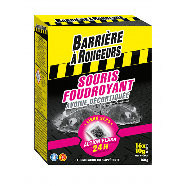 Anti souris foudroyant appât sur céréales 16x10g - BAR (12/crtn)