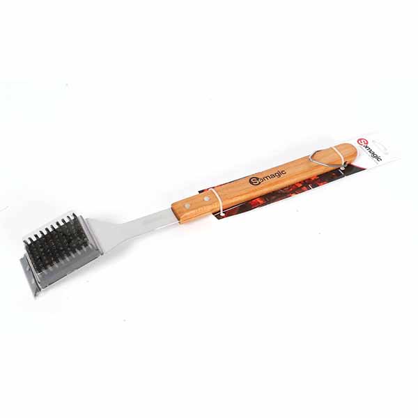 BROSSE EN ACIER INOXYDABLE 44 CM AVEC MANCHE EN BAMBOU