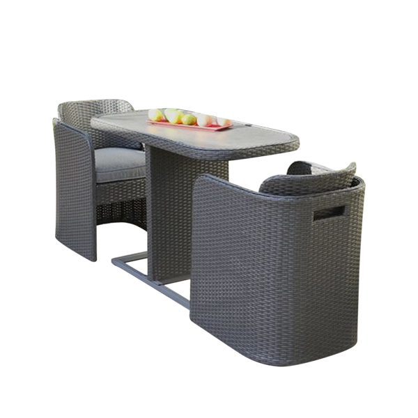 ENSEMBLE BALCON 3 PIECES YUCCA 120X54 ET 2 FAUTEUILS ROND YUCCA AVEC DOSSIERS RABATTABLES