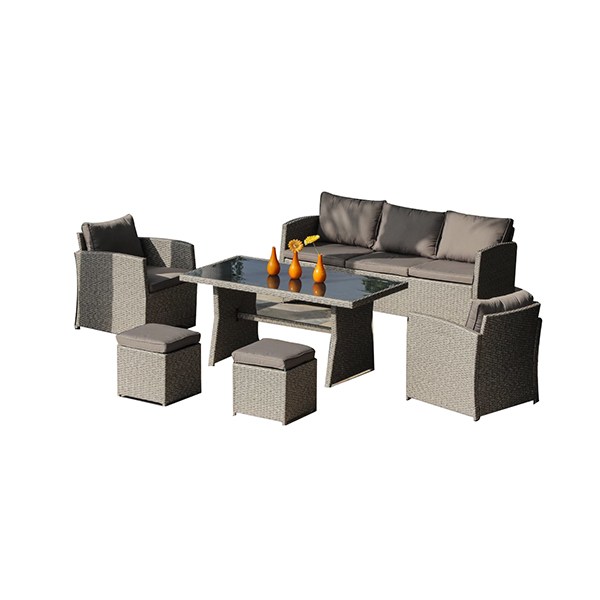 ENSEMBLE DETENTE 6 PIECES - 2 FAUTEUILS+1 TABLE REPAS 80X56+ 1 SOFA 3 PLACES+2 TABOURETS SAULE
