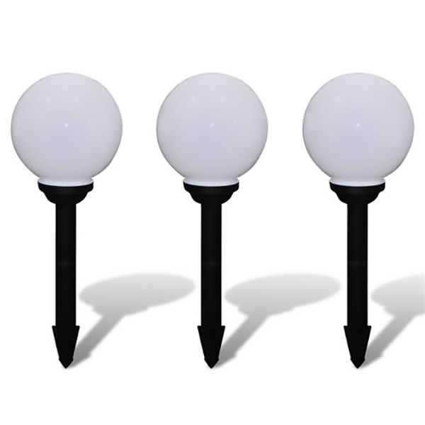 LOT DE 3 PIQUETS BOULE 10CM 1 LED RVB