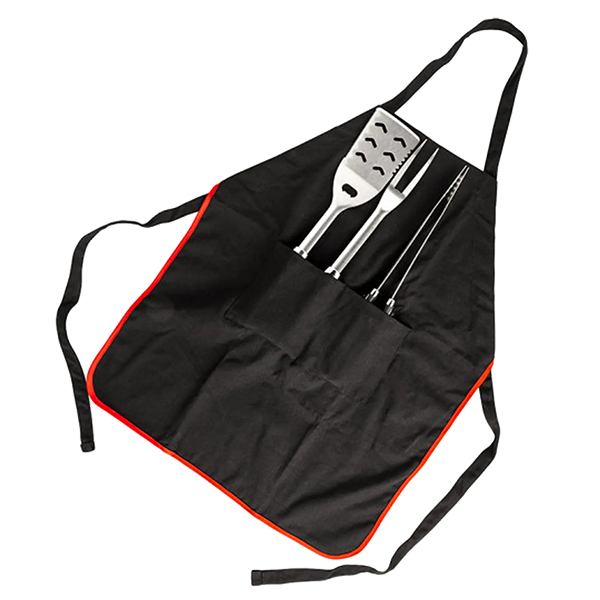 LOT TABLIER ET 3 ACCESSOIRES EN ACIER INOXYDABLE