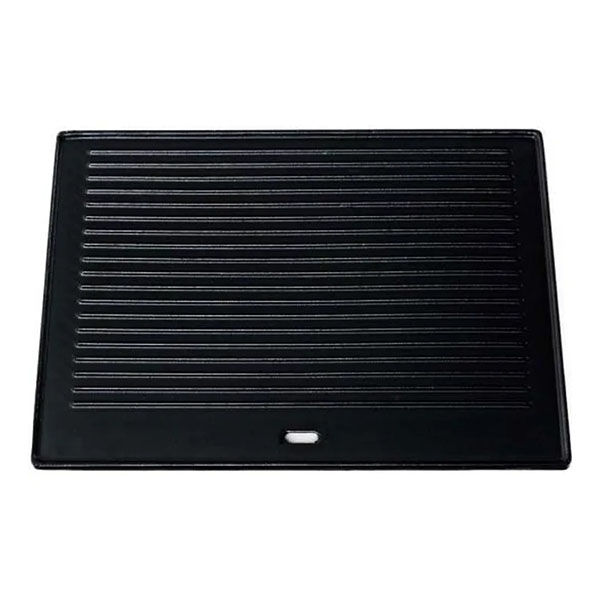 PLAQUE DE CUISSON EN FONTE EMAILLEE REVERSIBLE 1 FACE LISSE ET 1 FACE RAINUREE POUR BARBECUES GAZ 3 BRULEURS