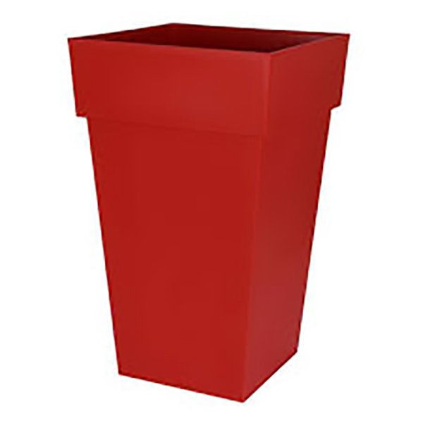 POT TOSCANE CARRE 39X39X65 CM 62L ROUGE RUBIS