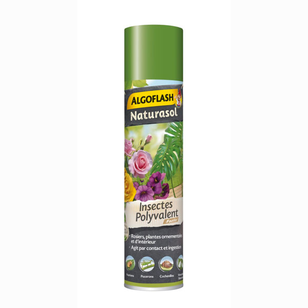 Aérosol anti insectes polyvalent Rosiers, Plantes ornementales &amp; d'intérieur 300ml - ALGOFLASH (12/crtn)
