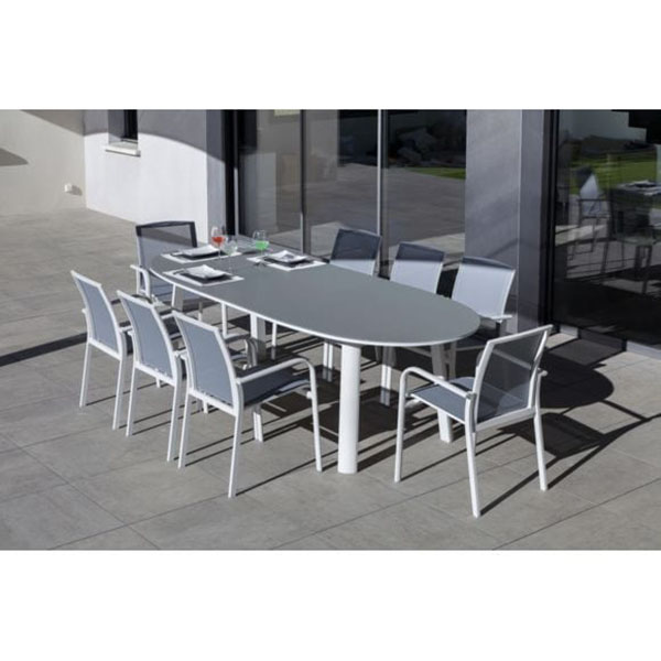 TABLE CAPUCINE 210-260X100 GRIS-BLANC